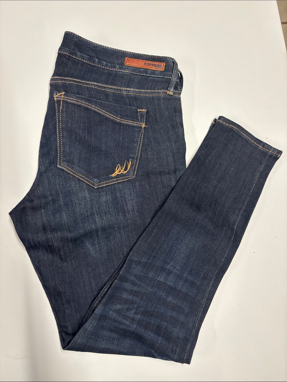 Express Women's Indigo Skinny Jeans with Contrast Stitching